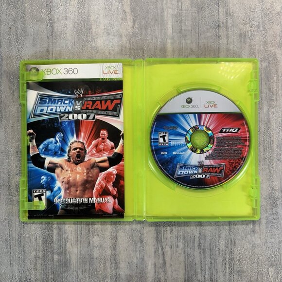 WWE Smackdown Vs Raw 2007 (Microsoft Xbox 360, 2006) CIB w/ Manual & Guide - Picture 4 of 6